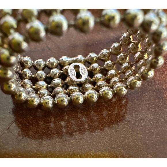 Italy Sterling Silver Mesh Silver Bead Band 5 Row Ring ~ Mesh Ring Size 8 - Picture 3 of 5